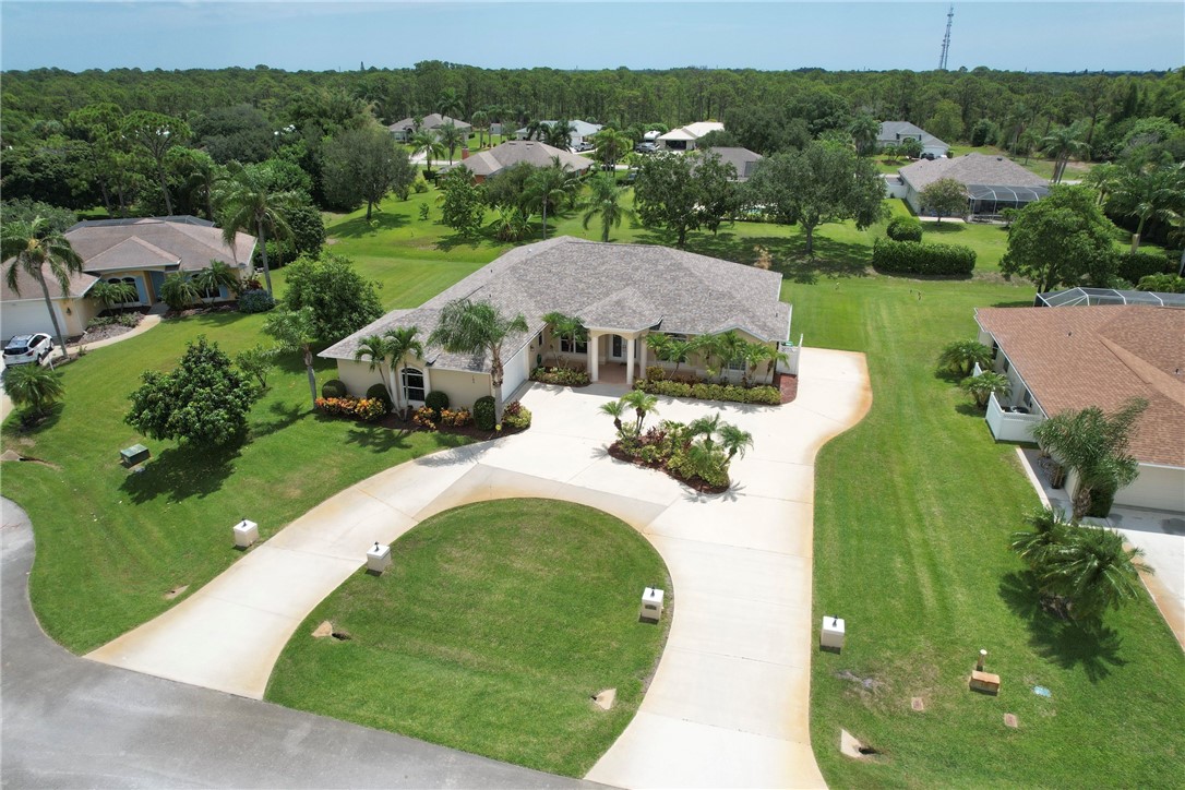 an aerial view of a house