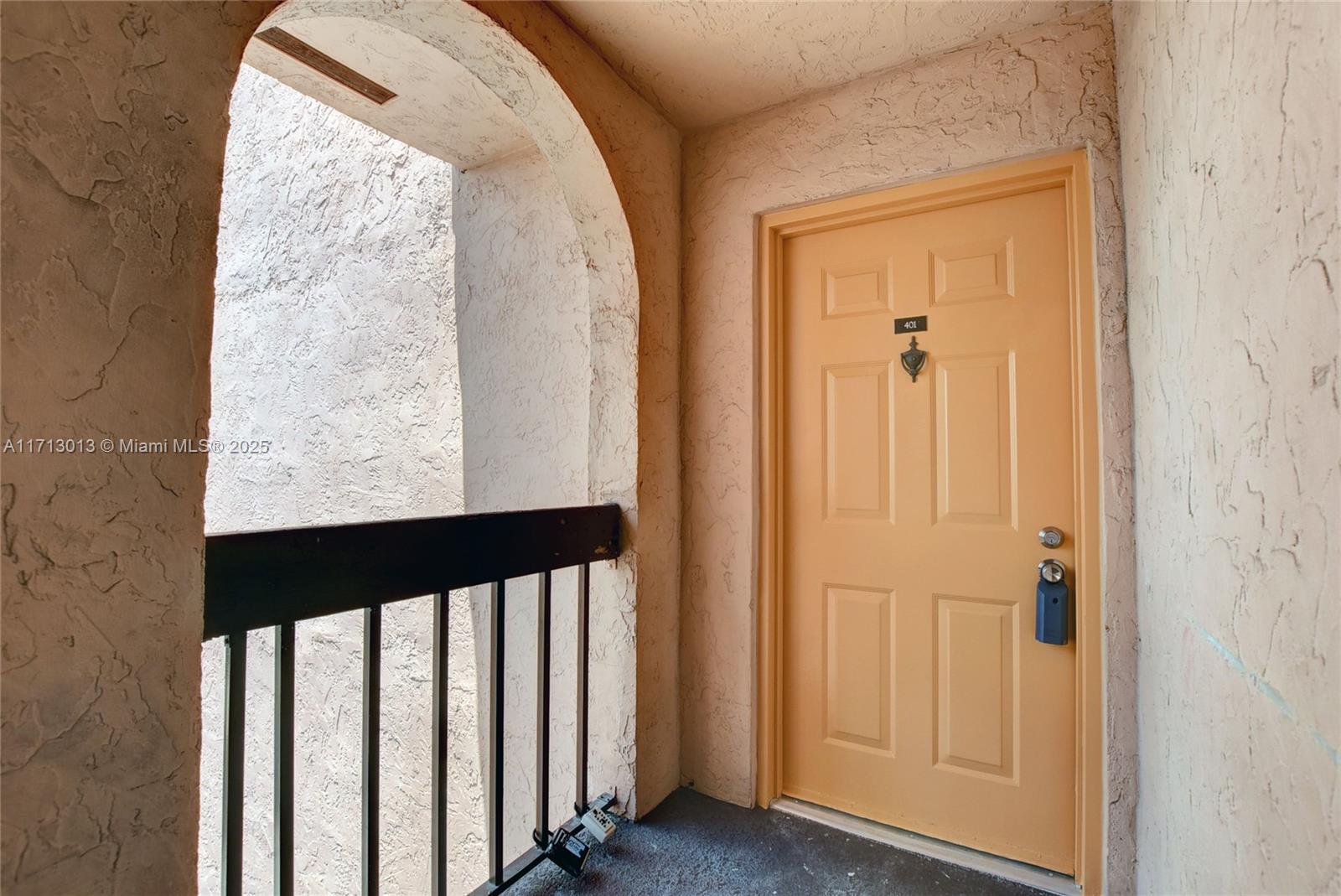 a view of a porch with wooden floor