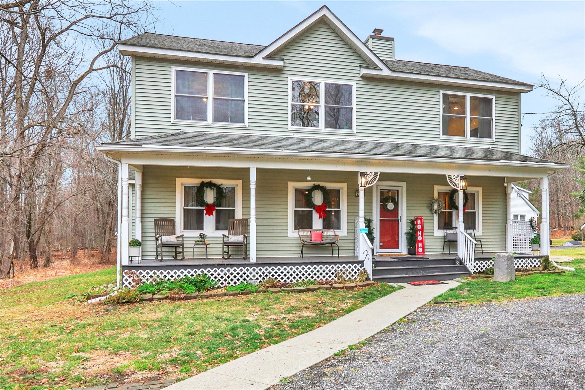 front view of a house with a yard