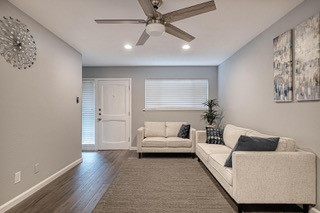 a living room with furniture and a couch