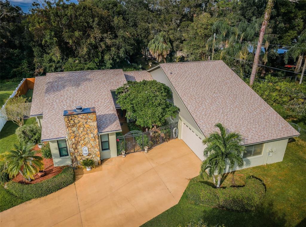 an aerial view of a house