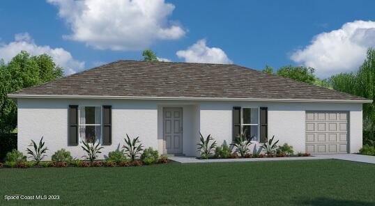 a front view of a house with a garden and plants