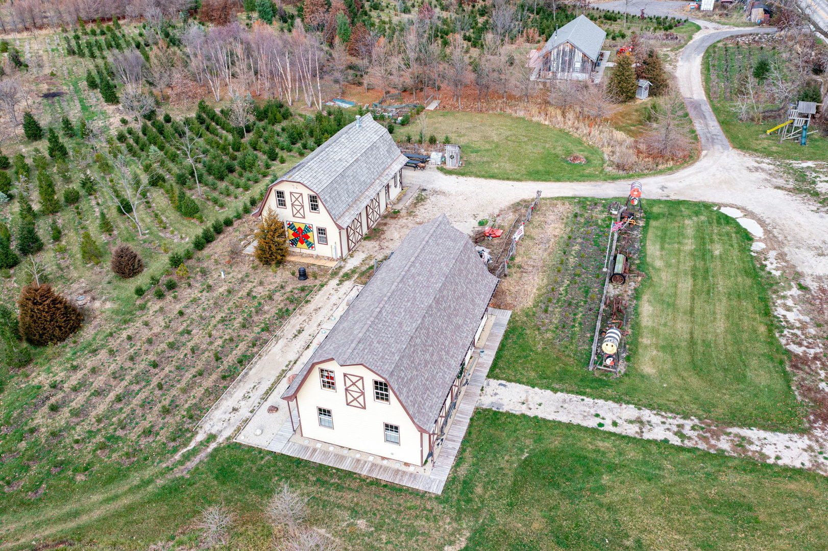 an aerial view of a house