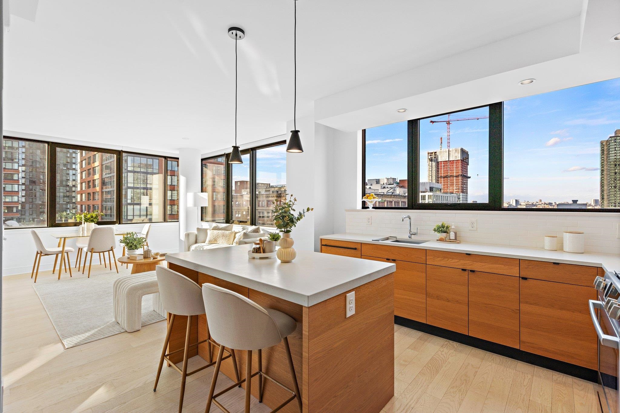 a view of a kitchen area with furniture and window