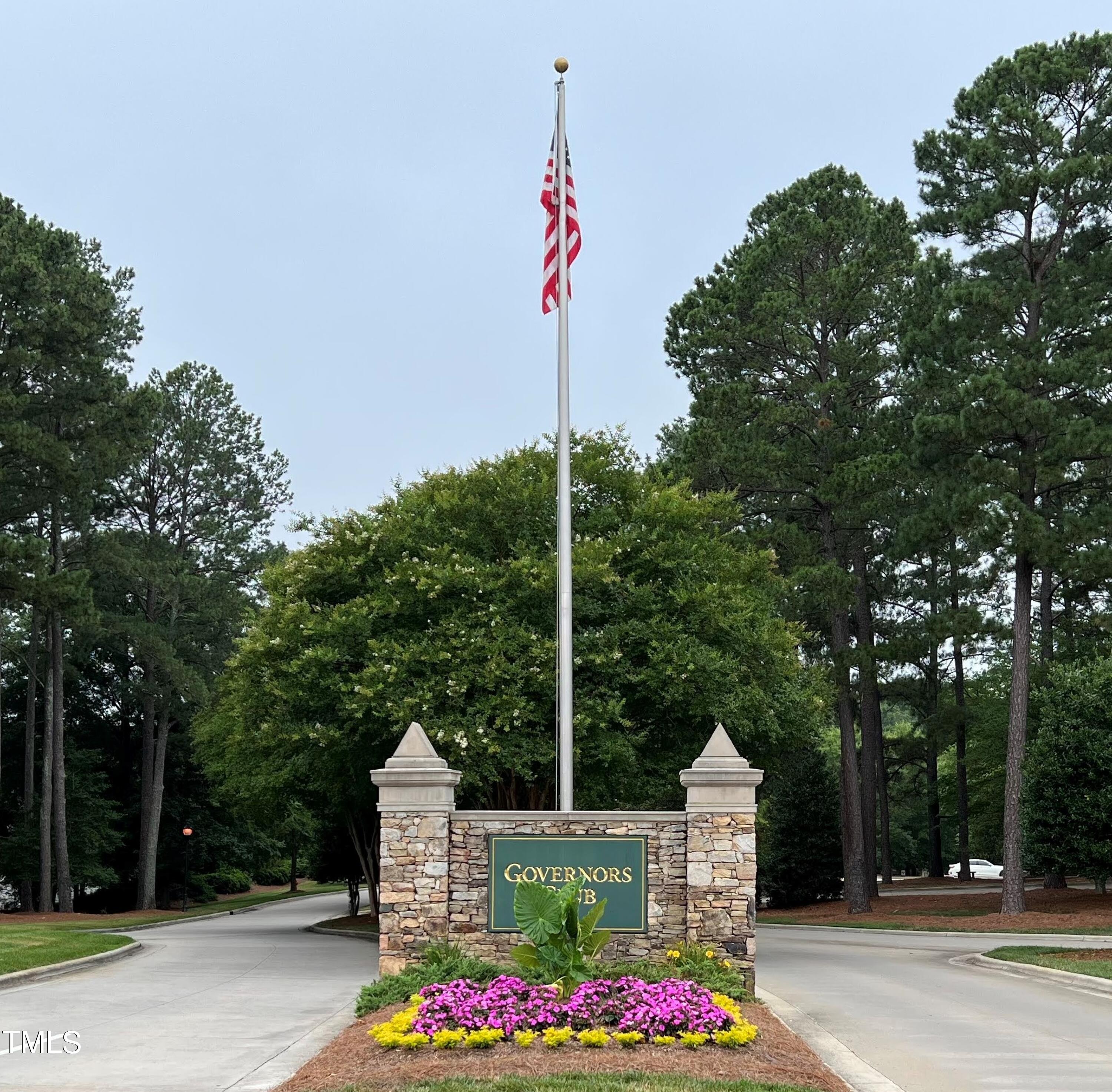 a flag is sitting next to a road