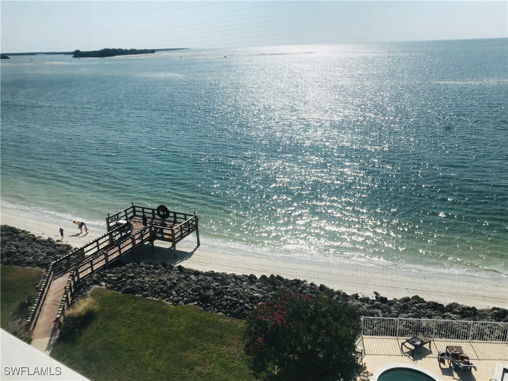 a view of a lake from a yard