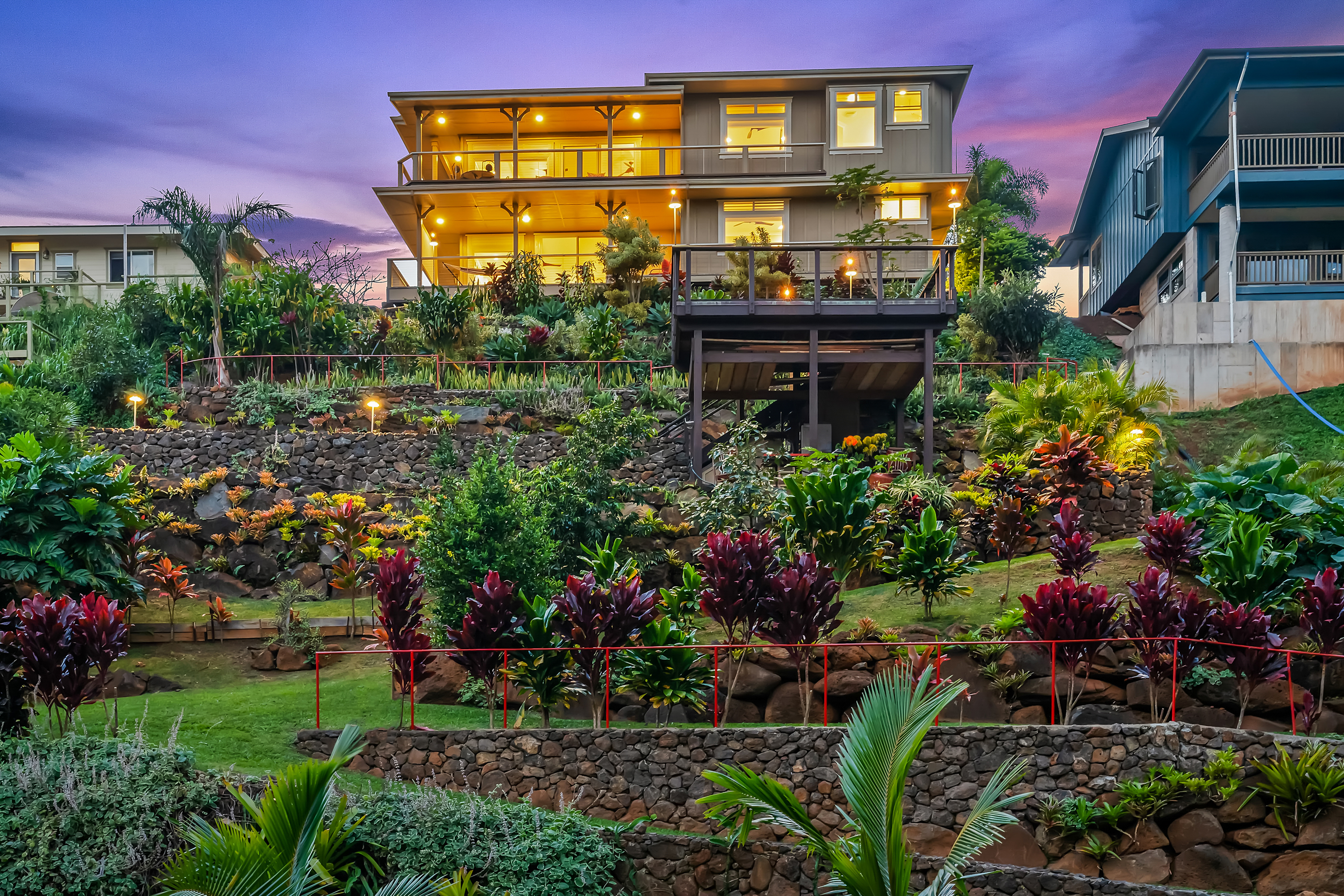 a view of a house with a garden