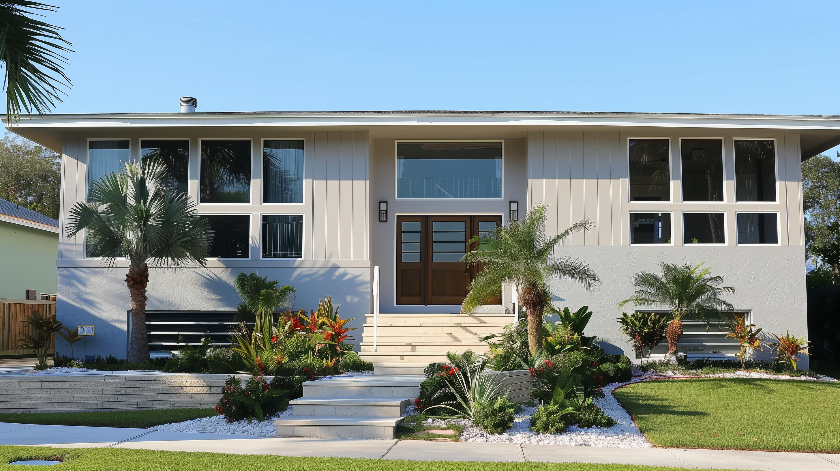 a front view of house with yard outdoor seating and barbeque oven