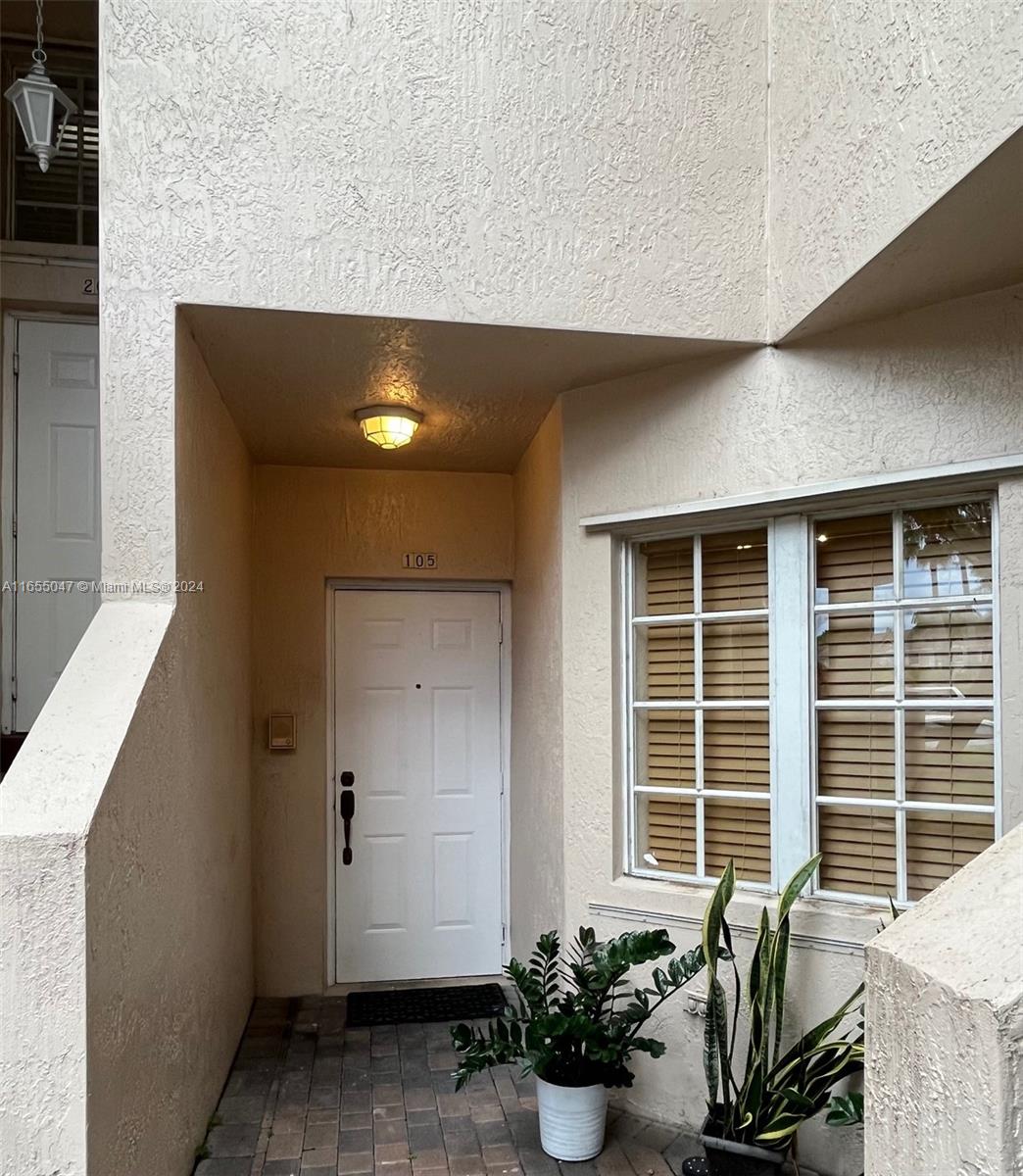 a potted plant sitting in front of a house