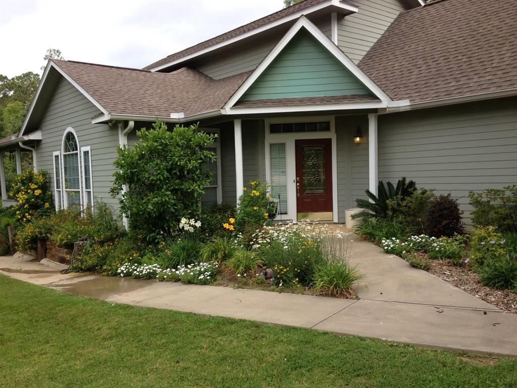 a view of a house with garden and plants