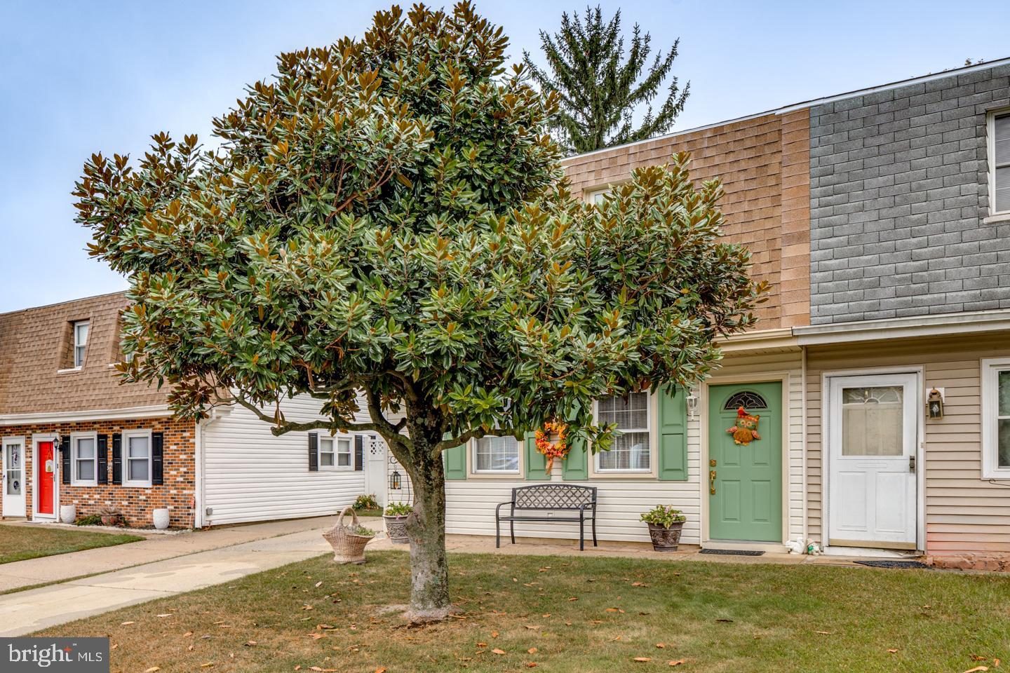 a front view of a house with a tree