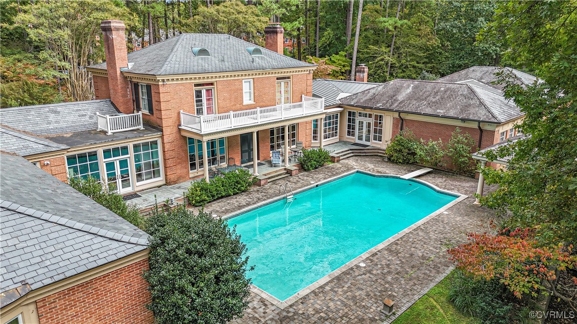 an aerial view of a house