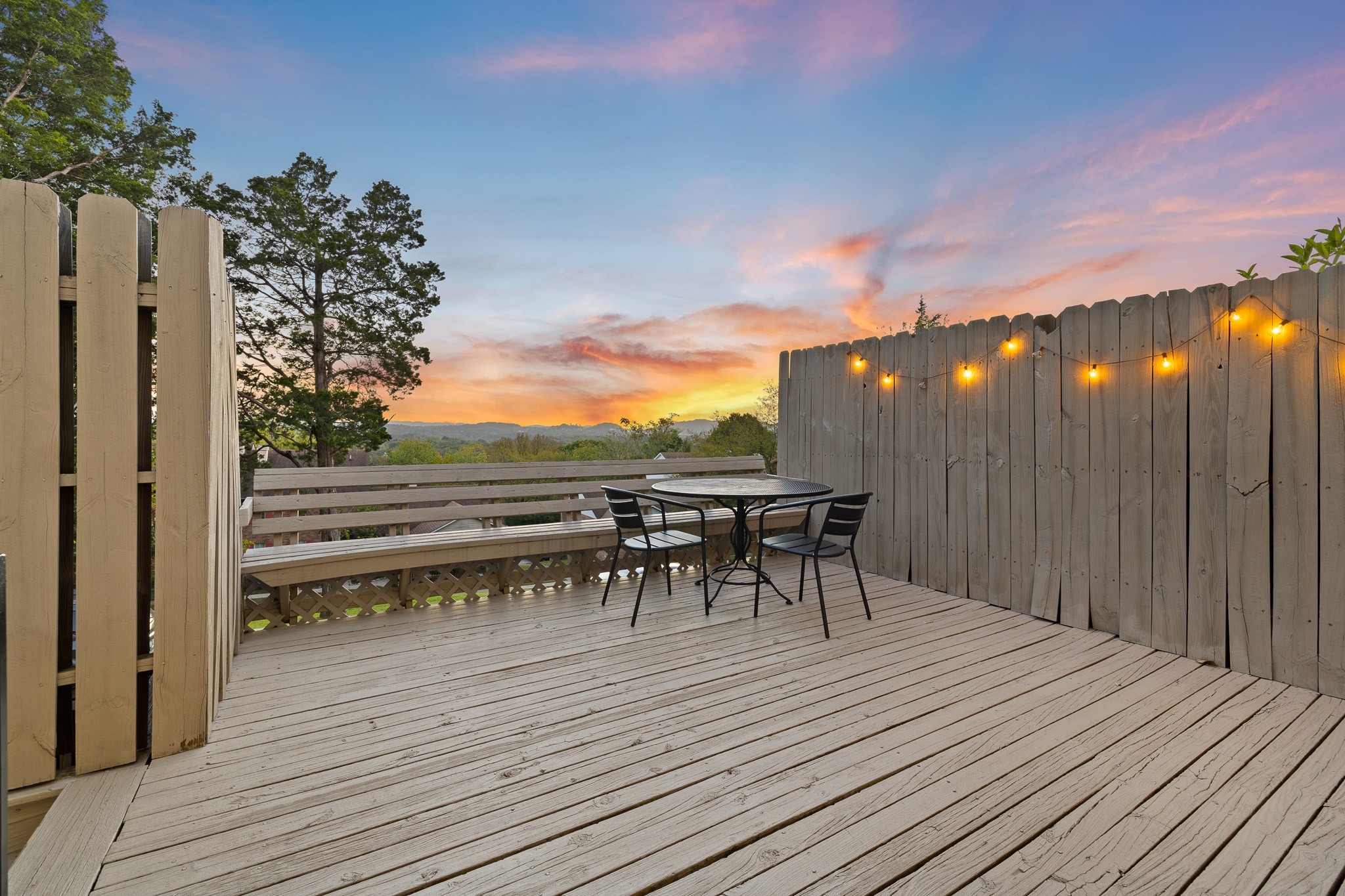 a view of a terrace with chairs