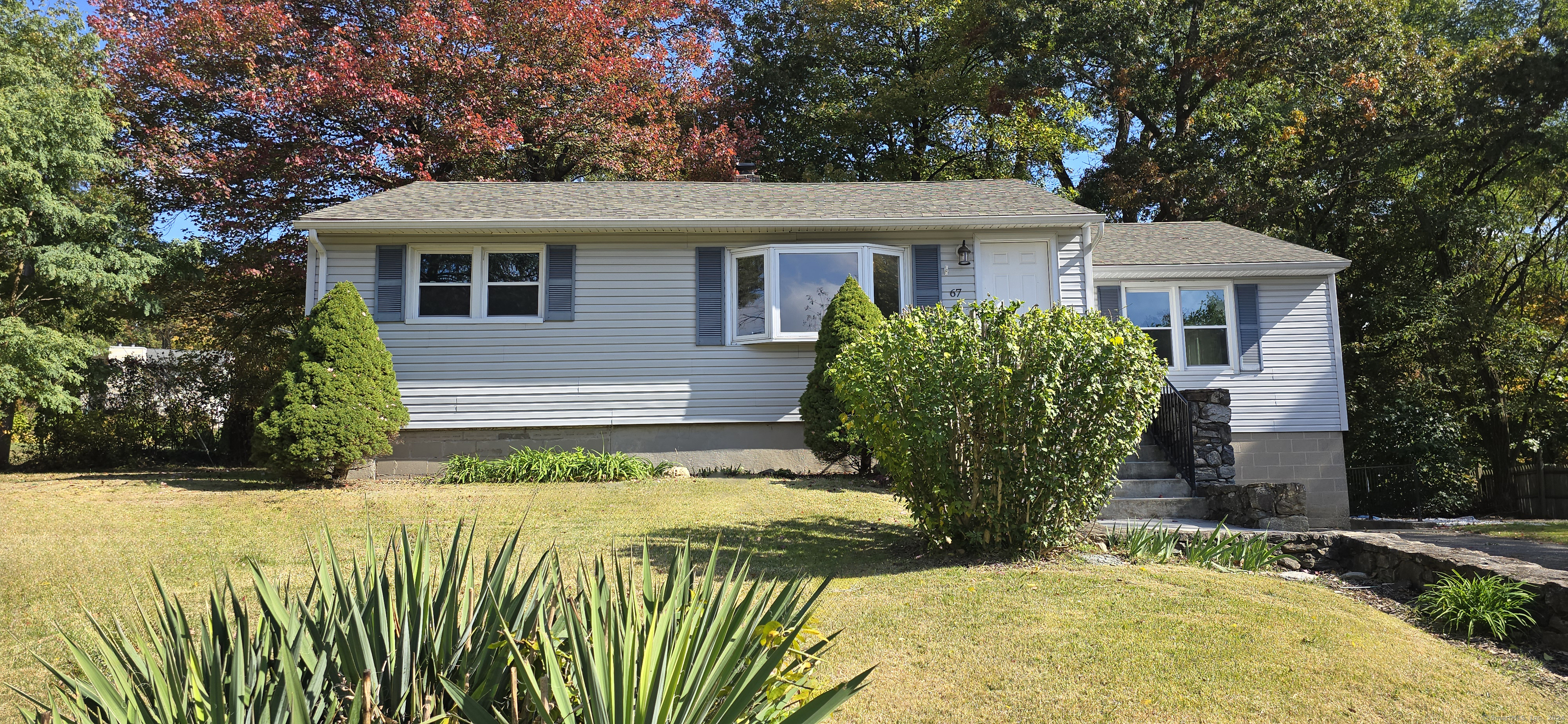 a view of house with yard