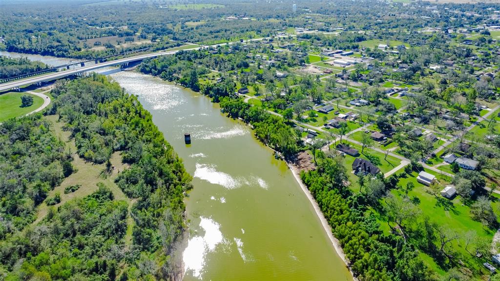 a view of a lake with a city