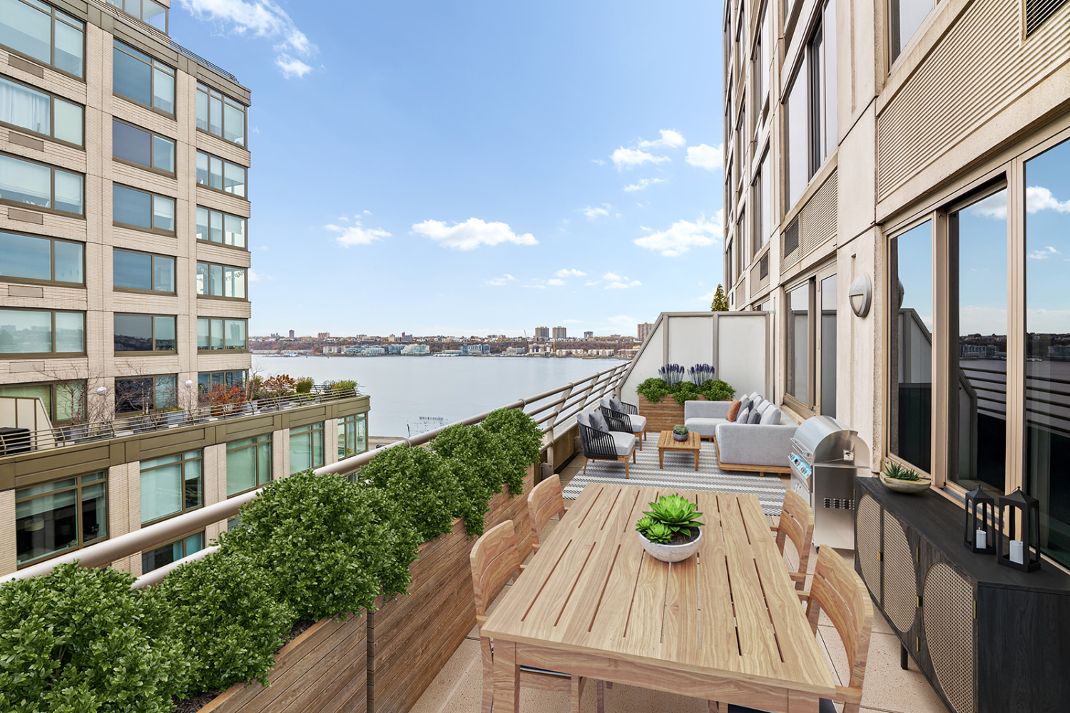 a view of roof deck with patio