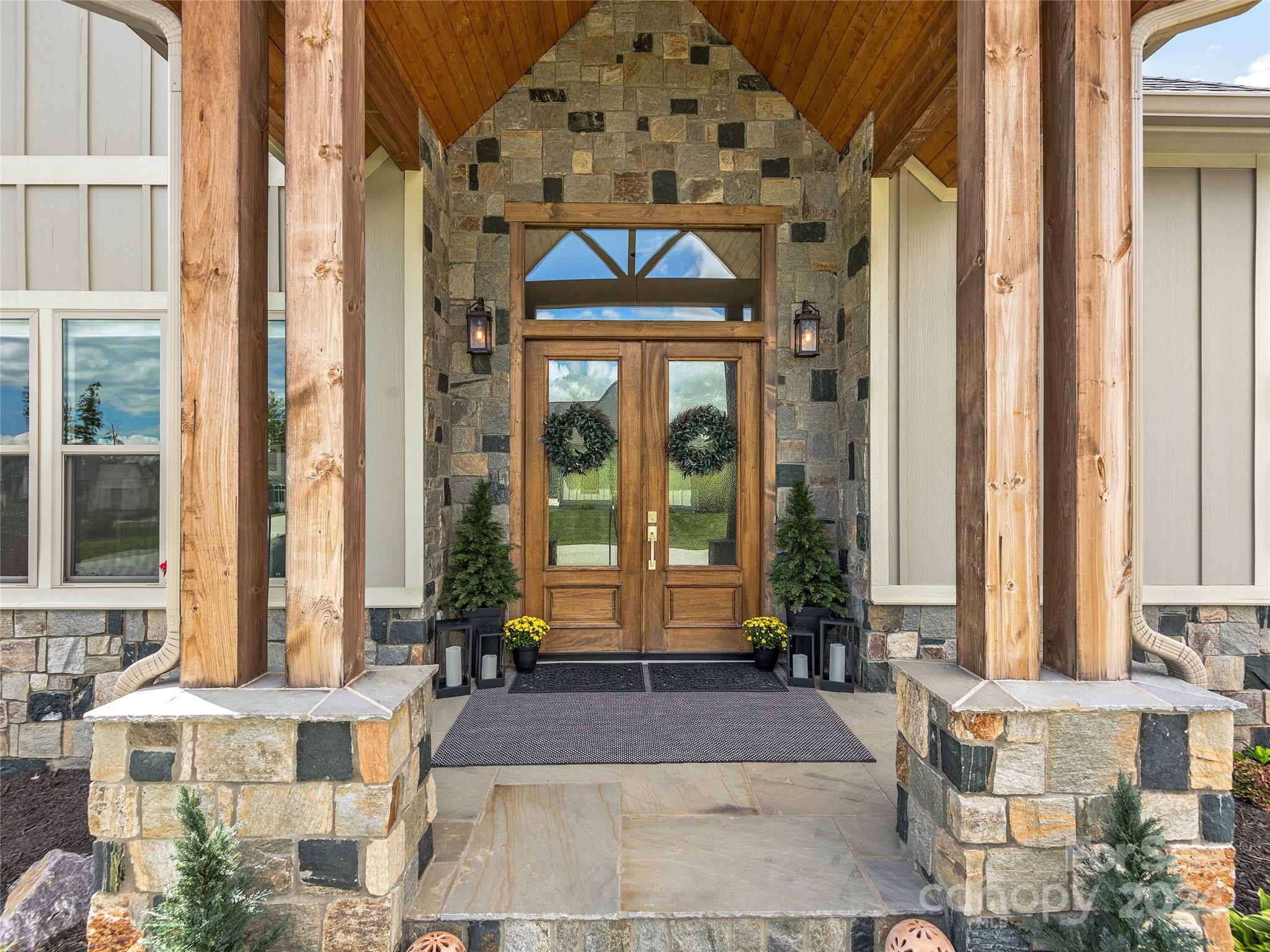 a front view of a house with a entrance