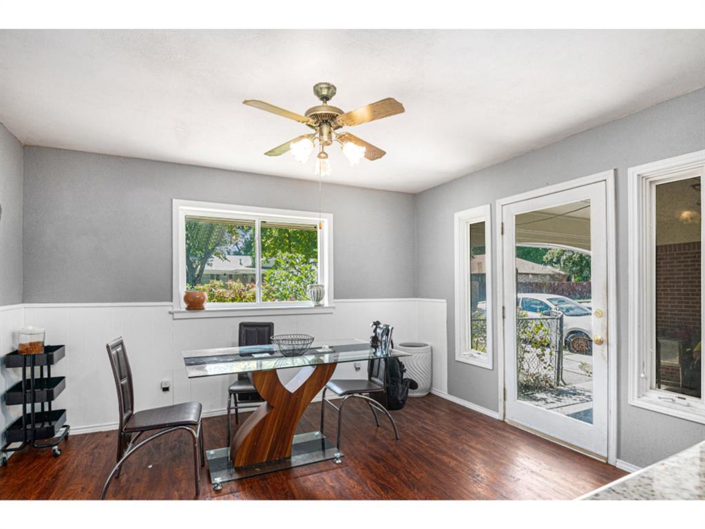 a workspace with furniture window and outside view