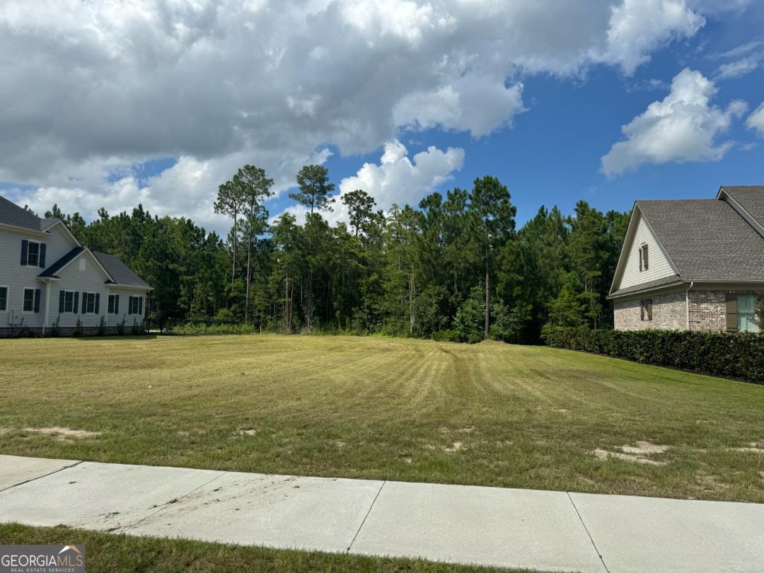 a view of a big yard next to a house