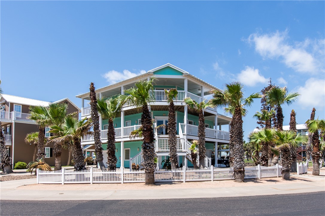 a front view of a building with street view