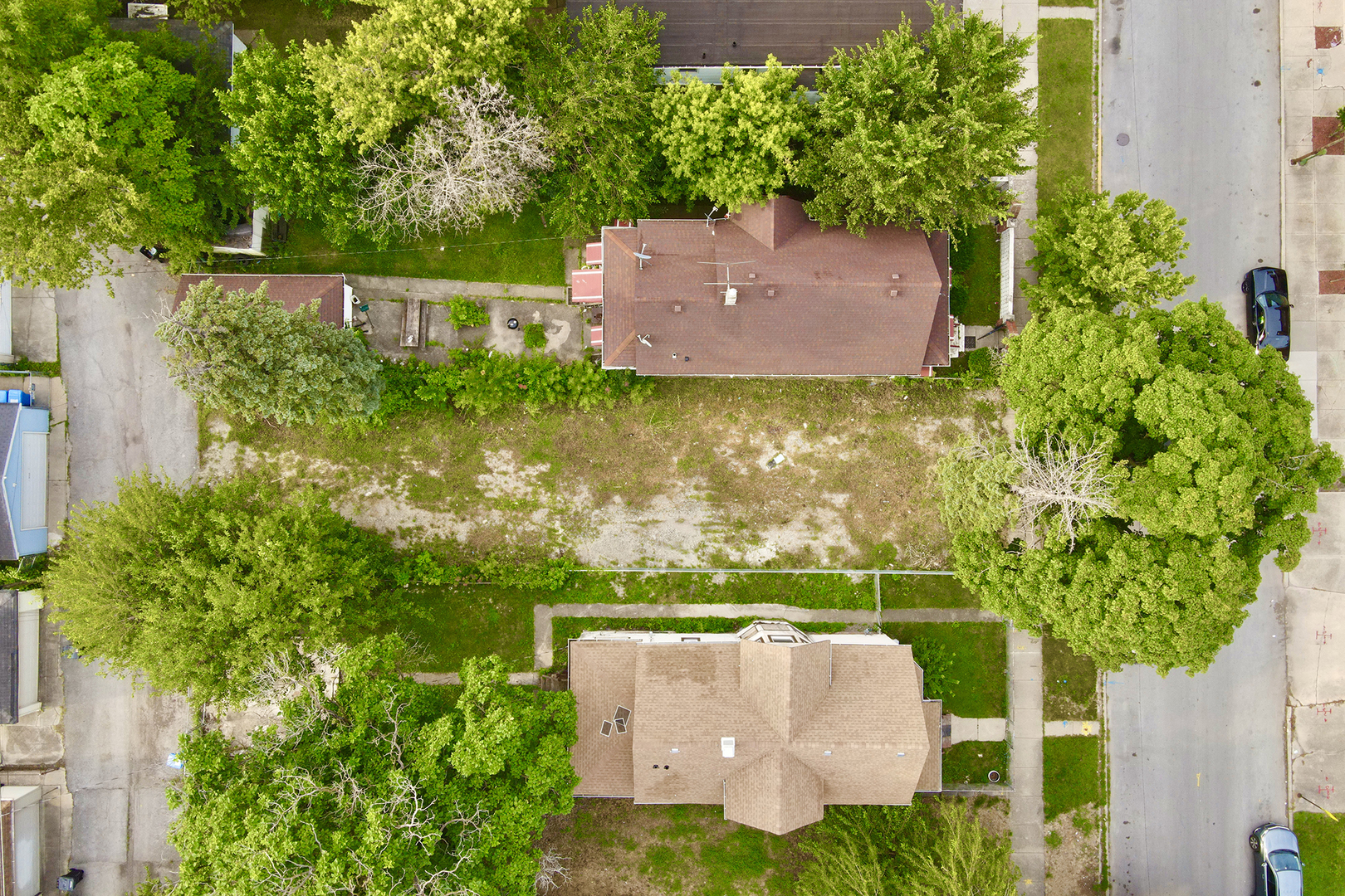 an aerial view of a house