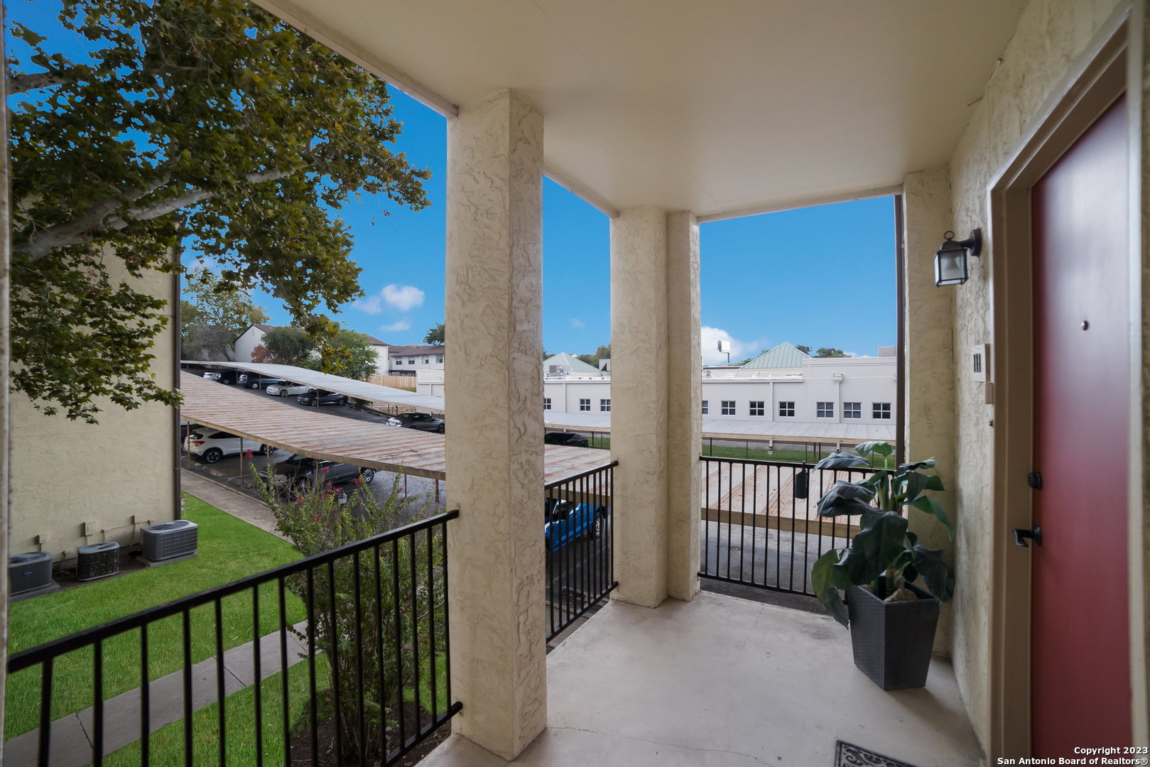 a view of a balcony