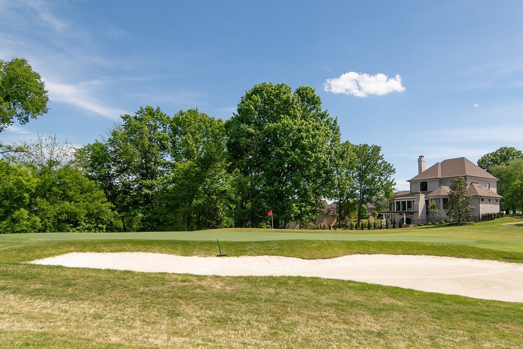 a view of a swimming pool and a yard