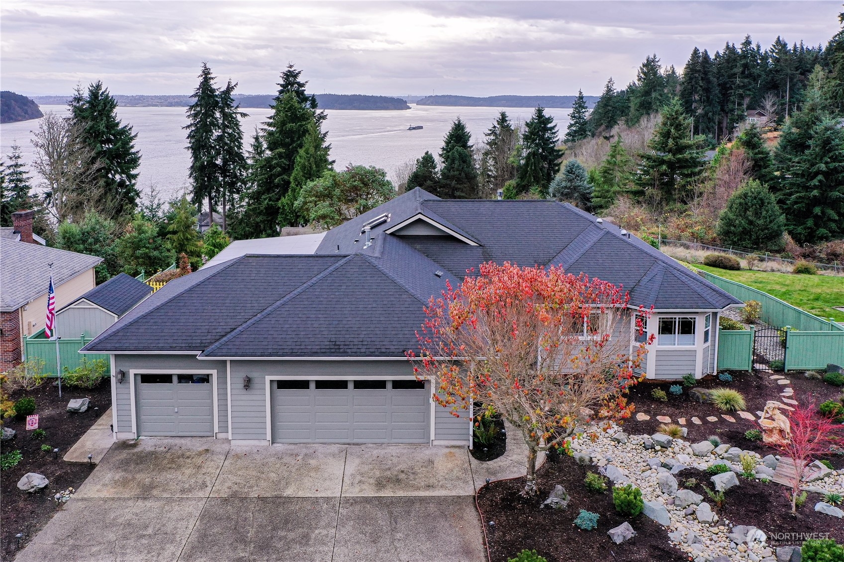 an aerial view of a house