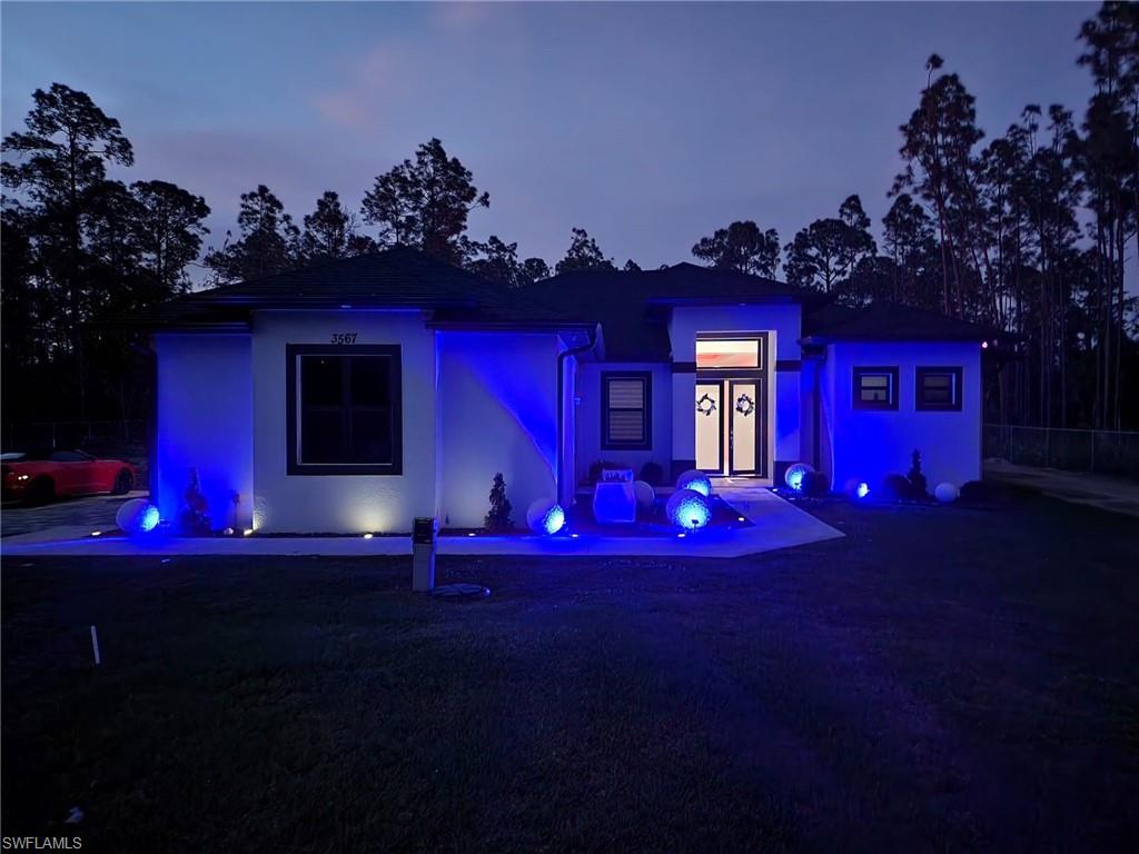 a view of a house with a patio