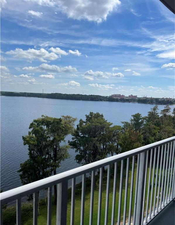 a view of a lake from a balcony