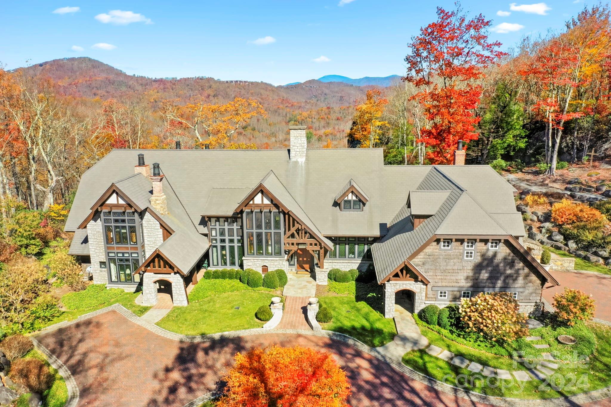 an aerial view of a house