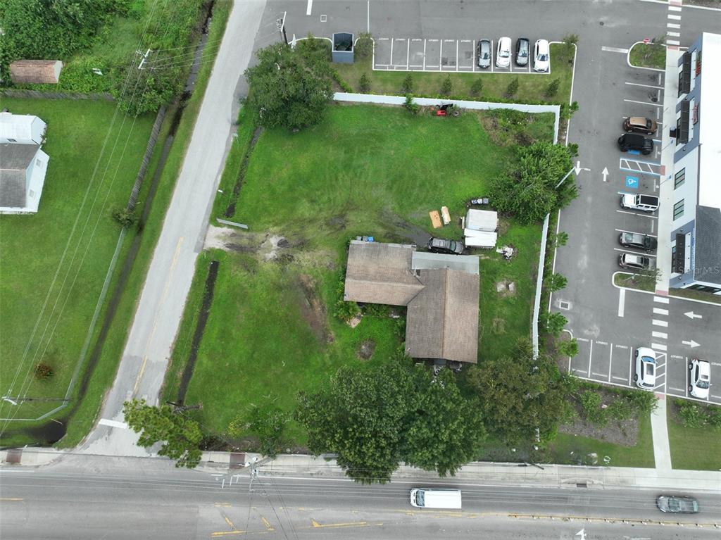 an aerial view of a house