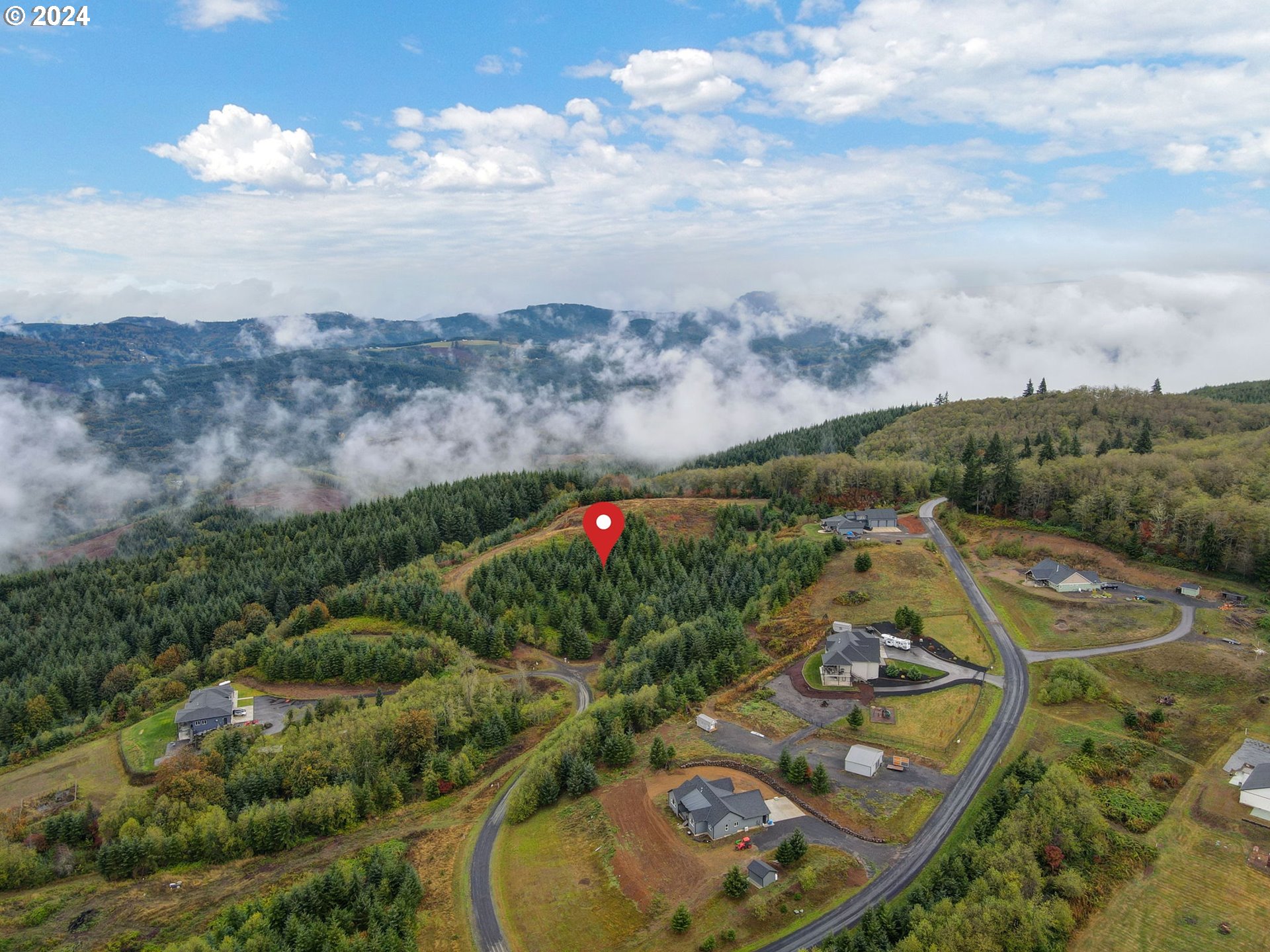 an aerial view of a house