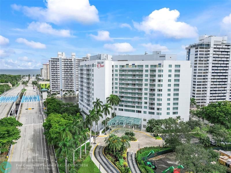 a view of a city with tall buildings