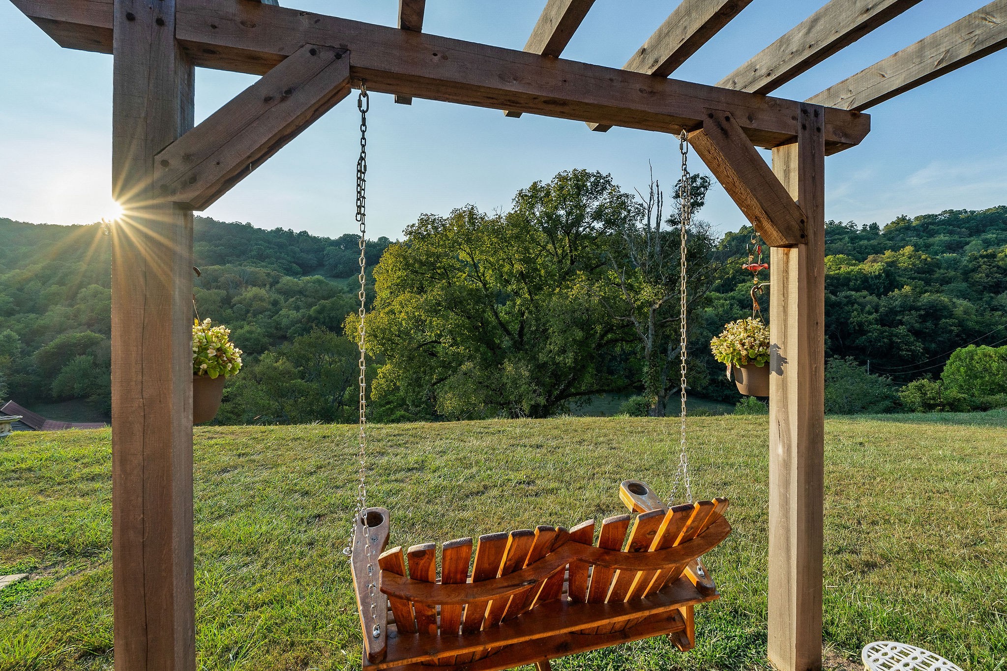 a view of a chair in a patio