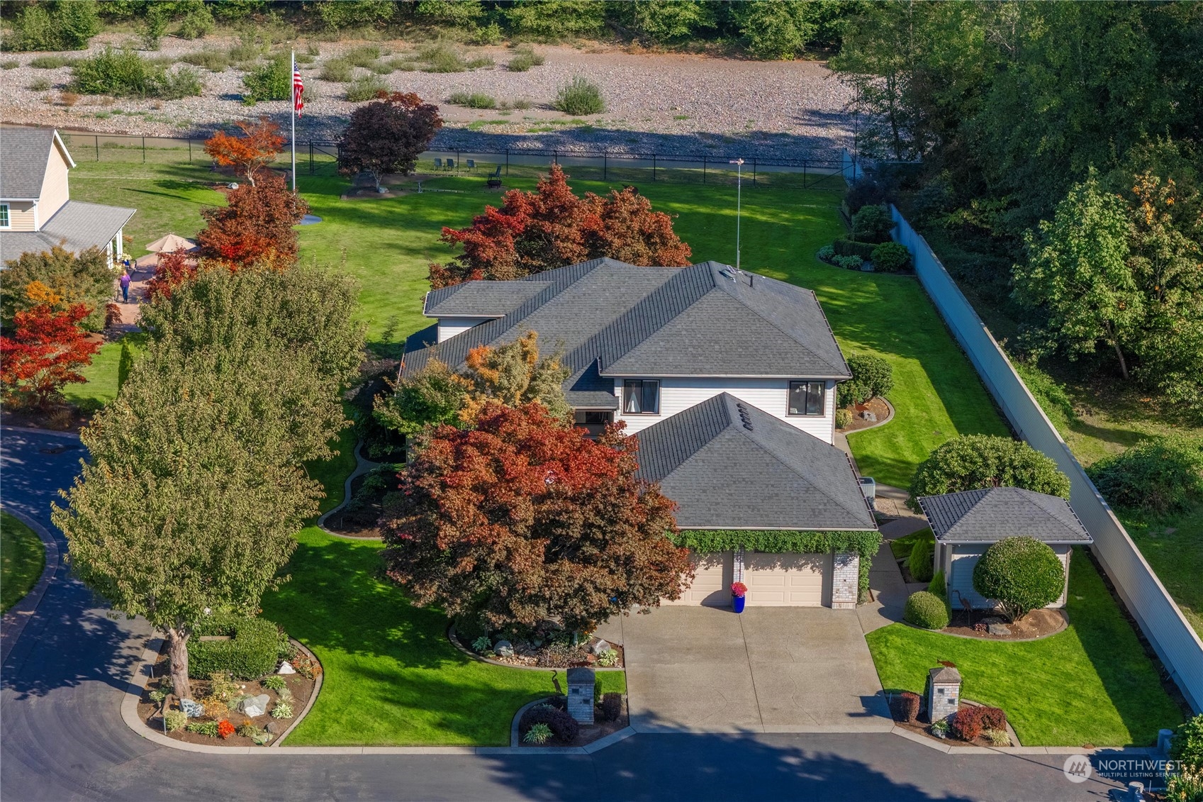 an aerial view of a house