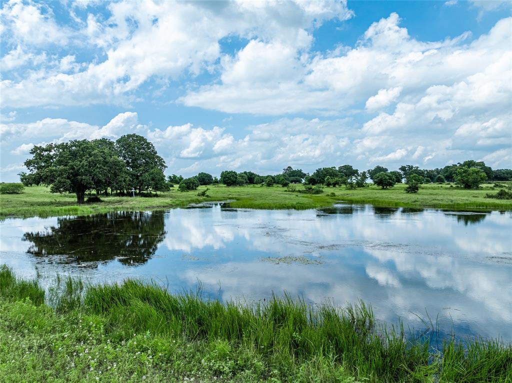 a view of a lake with a big yard