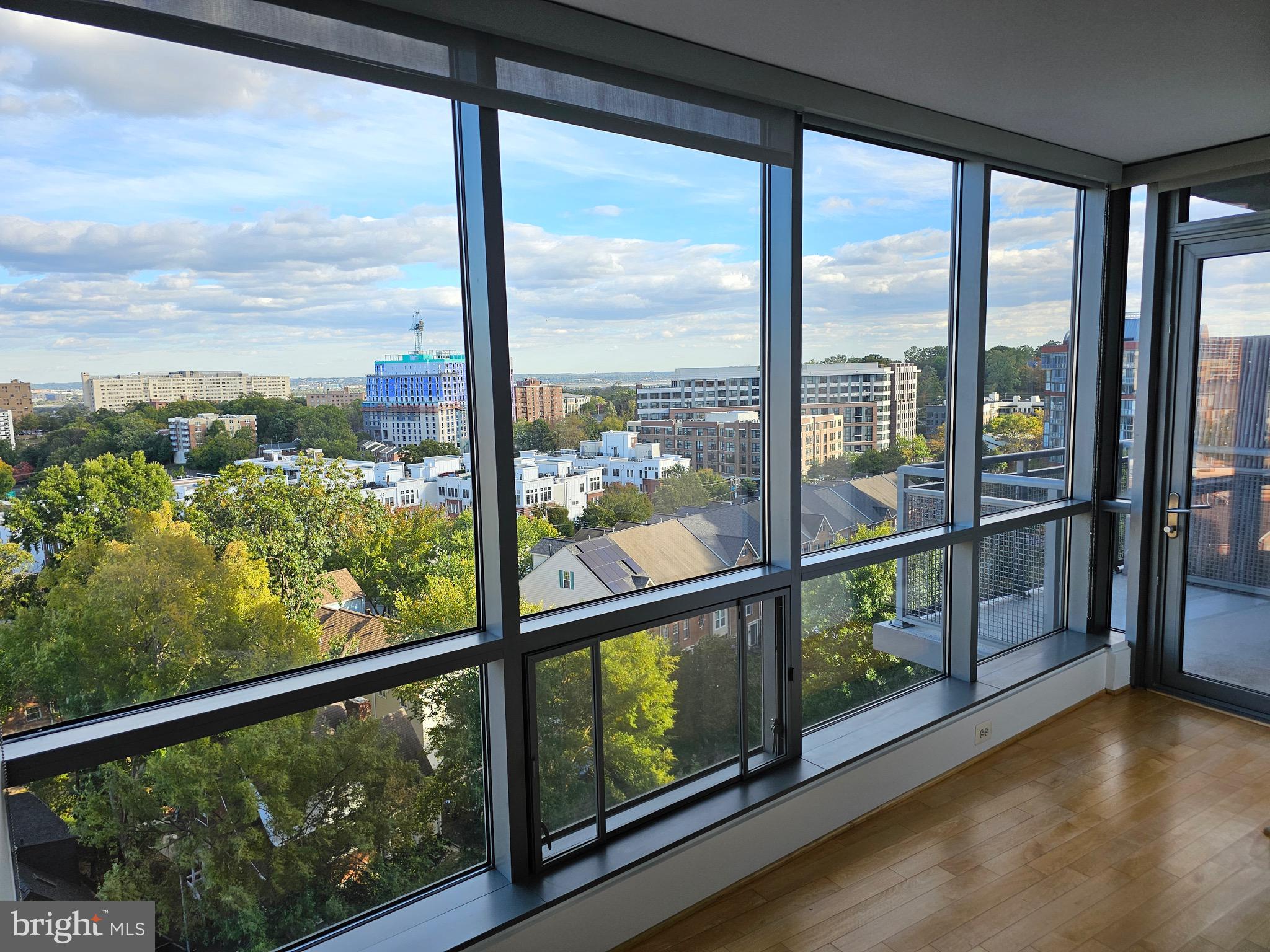 a view of a city from a balcony