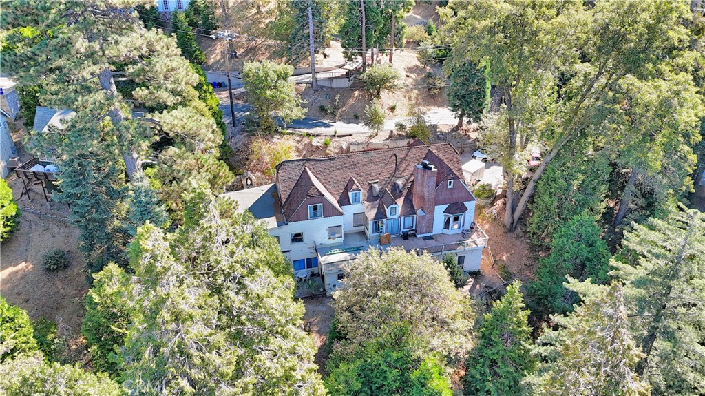 an aerial view of a house