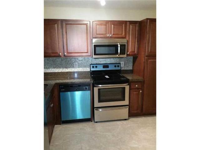 a kitchen with a stove and a microwave