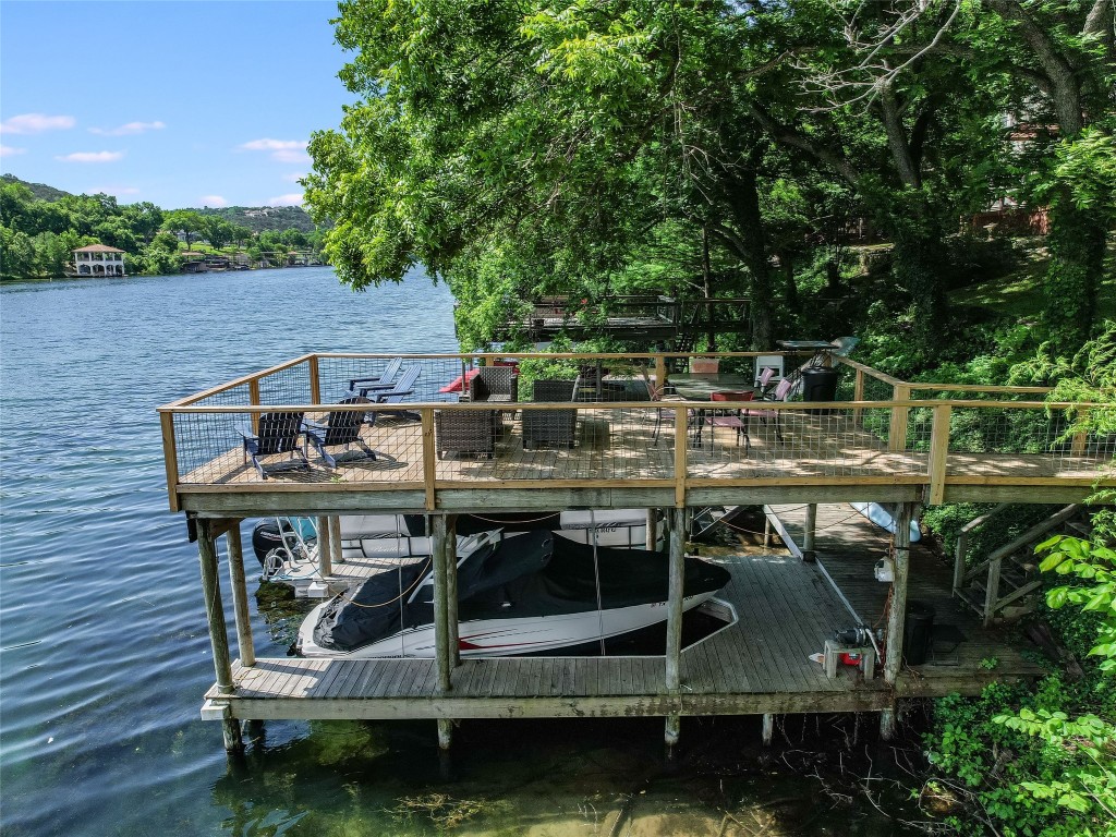 Two-story boat dock on Lake Austin with single boat slip is steps from your back door.