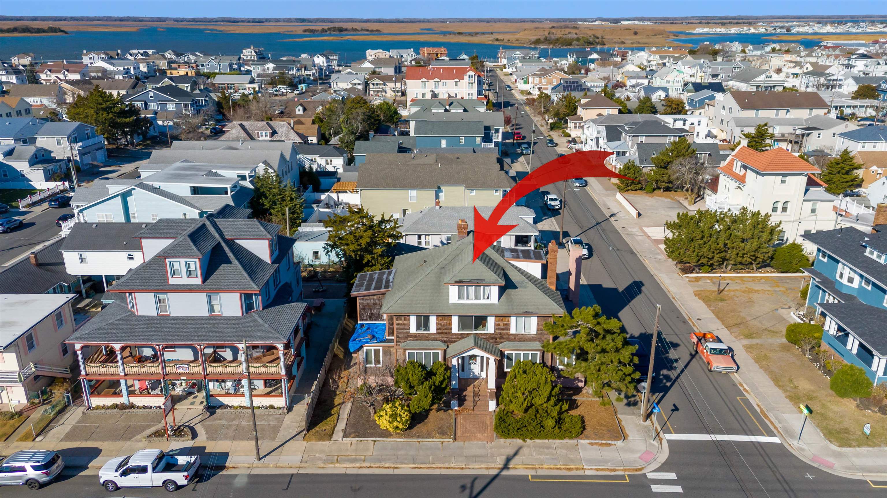 an aerial view of multiple house