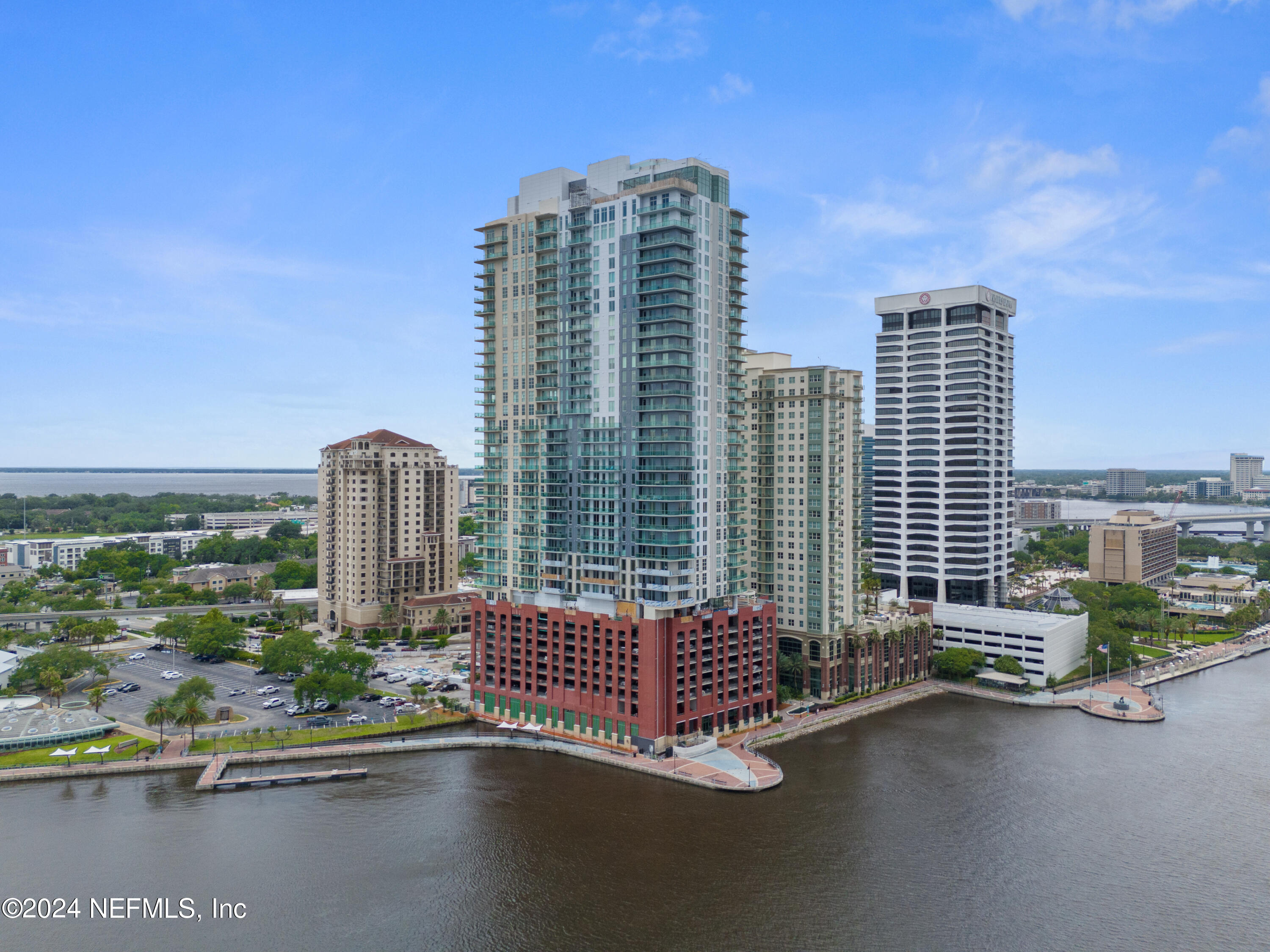 a view of a city with tall buildings