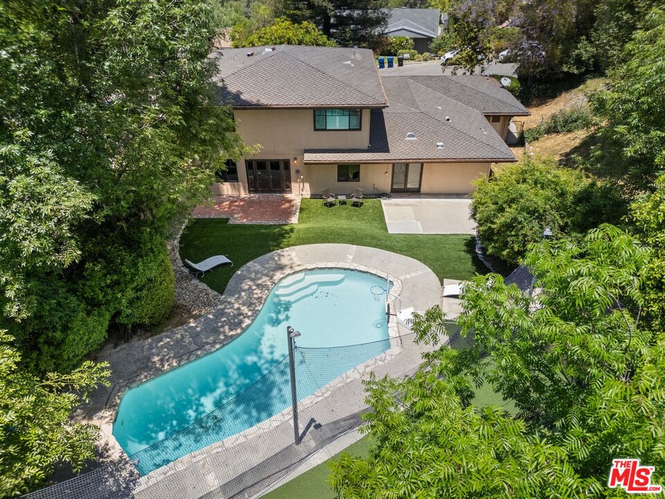 an aerial view of a house