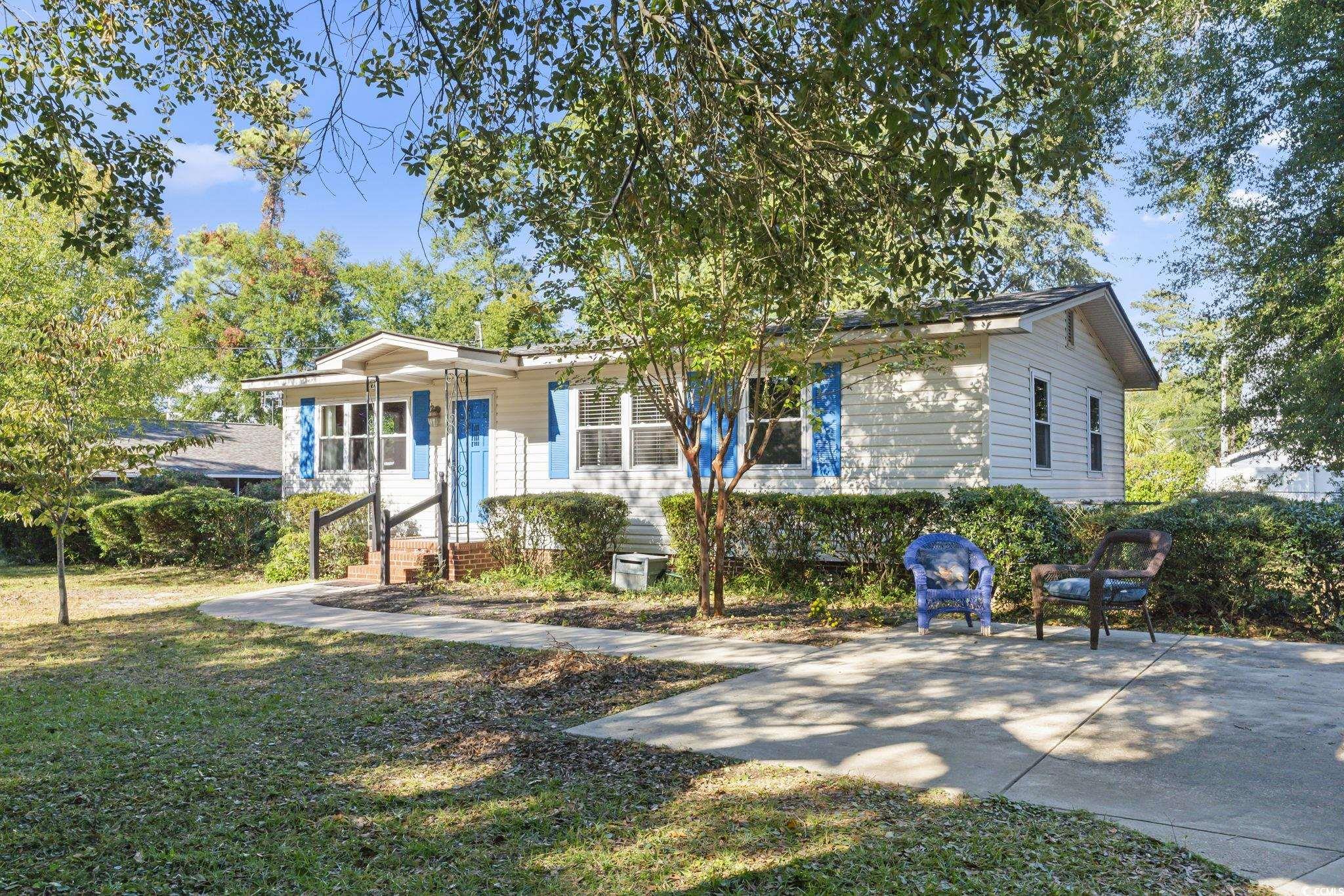 View of front of home with a front yard