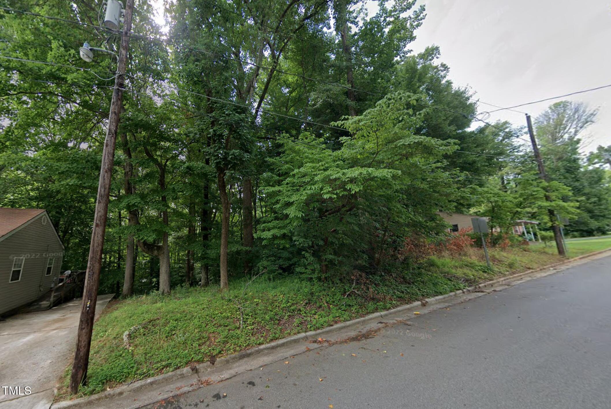 a view of a yard with plants and a trees