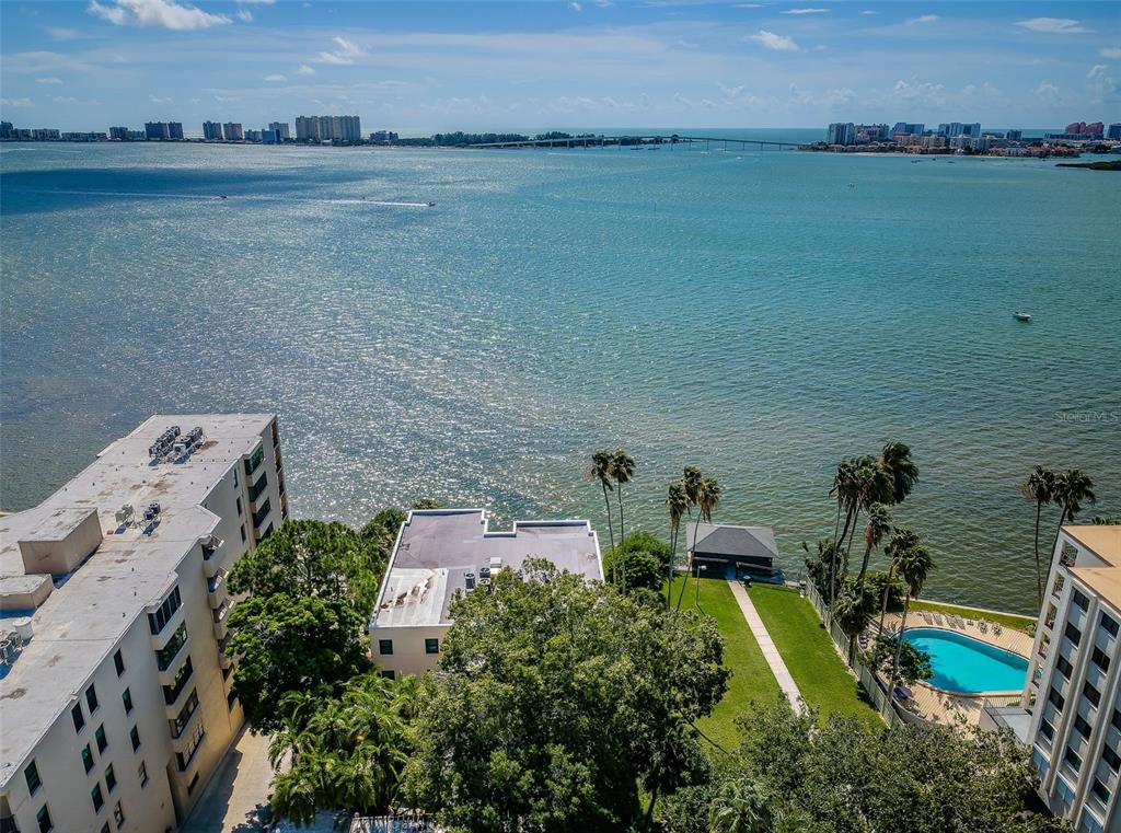 a view of a water with outdoor space