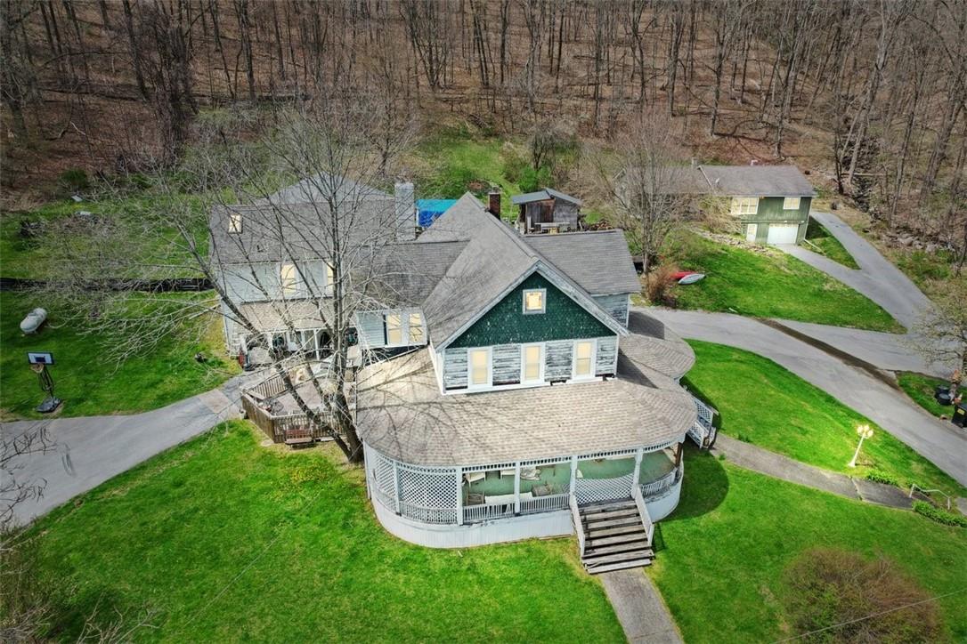 an aerial view of a house