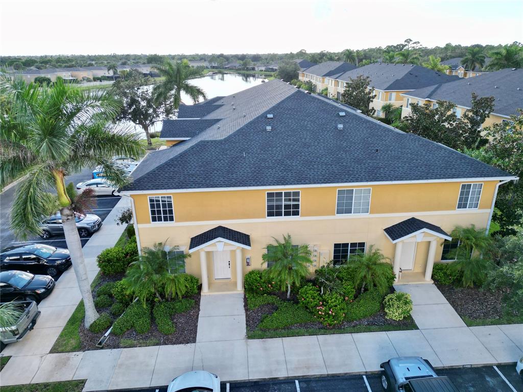 an aerial view of multiple houses