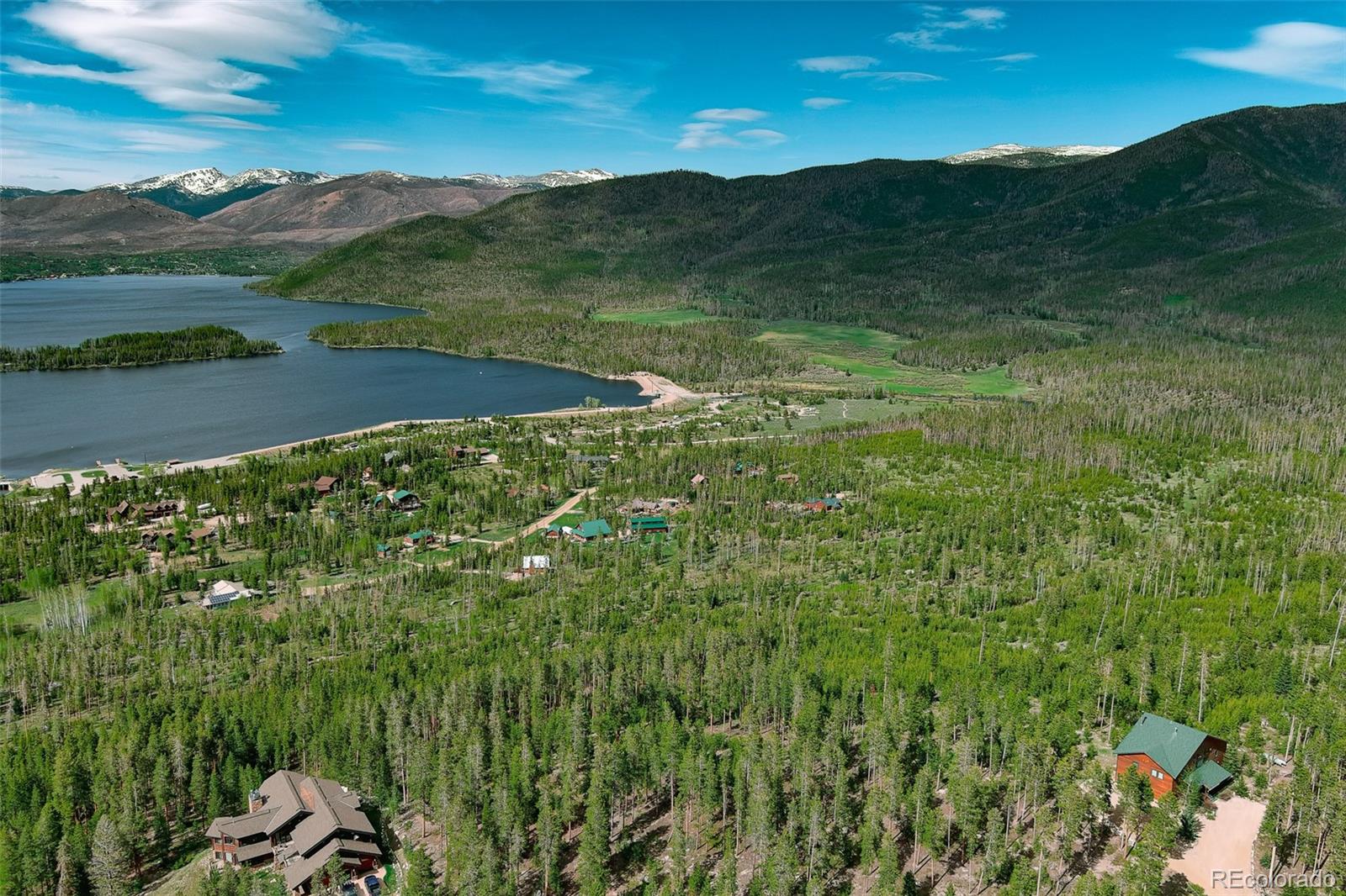 a view of lake with mountain